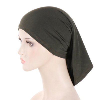 Turban cap 新款单色加长筒帽打底帽 弹性牛奶丝女式套头小帽