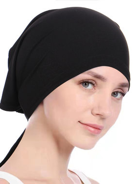 cap turban women 多色纯色后可盘发带松紧海盗帽打底帽包头帽