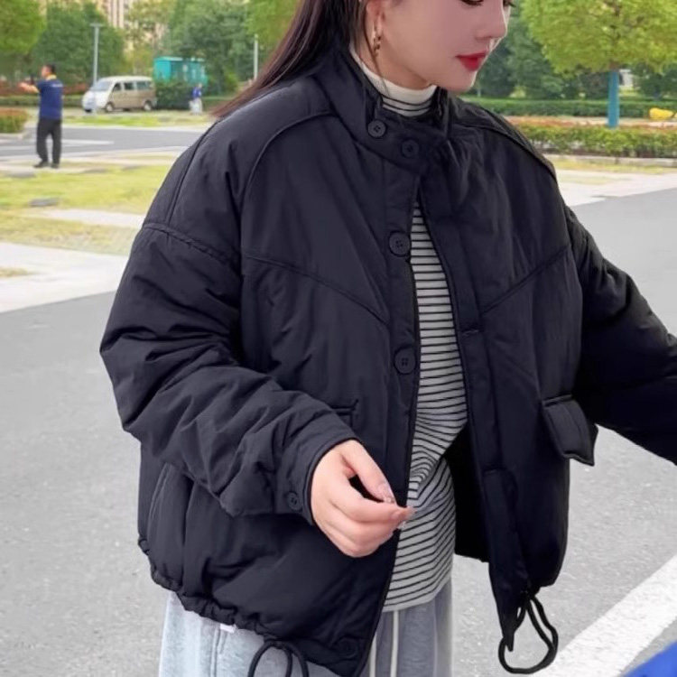 2025春夏新款立领短款棉衣外套女小个子休闲 宽松轻薄夹棉保暖棉