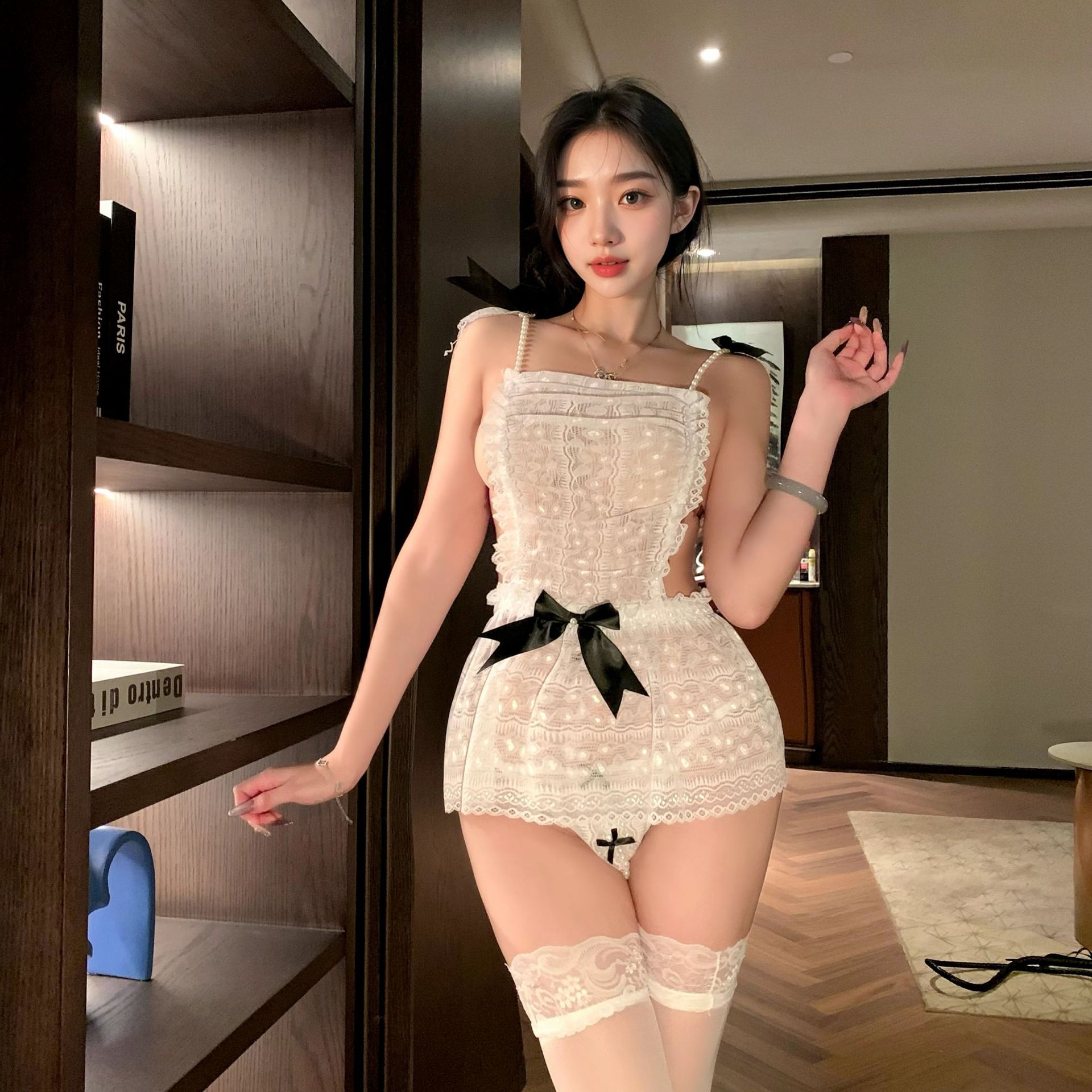 夜酥睡衣套装女性性感内衣珍珠吊睡裙