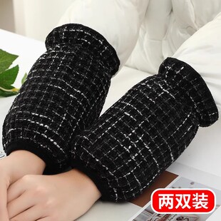 黑色羽绒服专用袖套女款2024新款上班工作防脏保暖套袖秋冬款成人