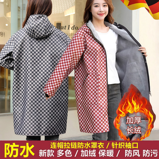 加绒罩衣女新款2025冬装厨房做饭围裙防水防油脏可外穿洋气工作服