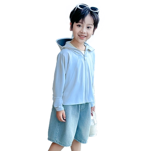 儿童防晒衣黑胶帽檐夏季防紫外线upf50+冰丝原纱男女童防晒服外套