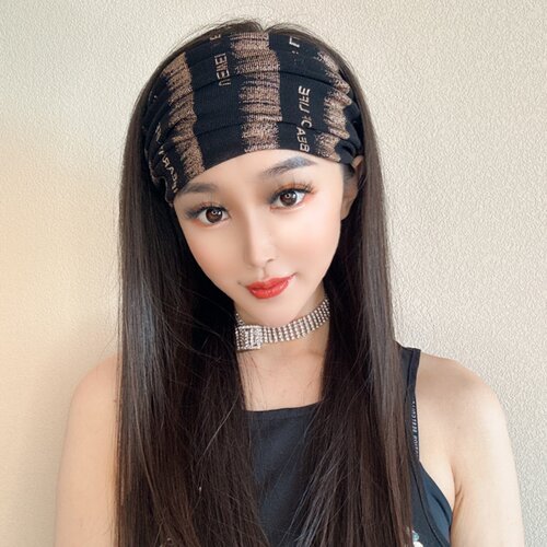 妖梦发带针织类欧美时髦烫金夏季
