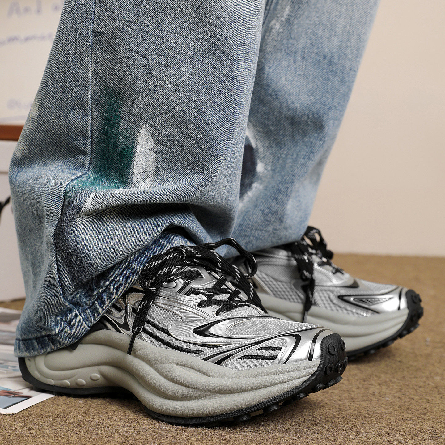 猫眼老爹鞋情侣款2026冬季厚底休闲运动鞋网面透气百搭增高男鞋,流行男鞋,老爹鞋,淘宝优惠券,粉丝福利购,淘宝优惠卷