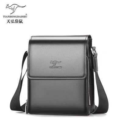 帅桐袋鼠真皮男包单肩包休闲多功能商务男士包包牛皮斜挎包潮背包