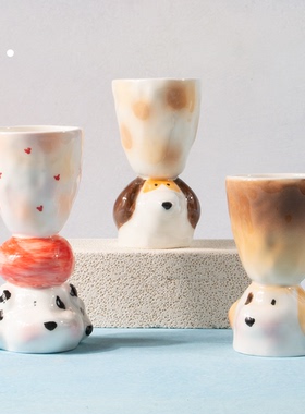 CONGSTUDIO可爱小狗杯子手作陶瓷杯酒杯创意少女新婚新年生日礼物