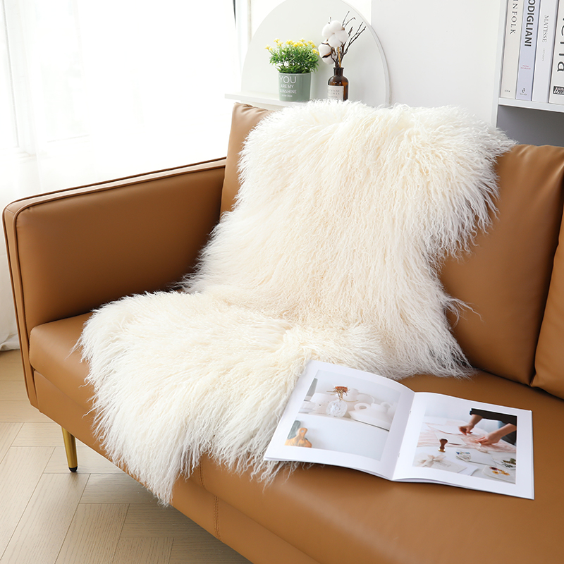 宁夏滩羊毛沙发垫天然卷毛皮草毯