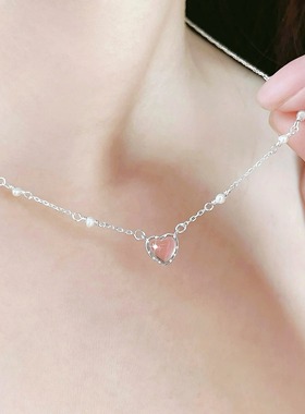 甜蜜出逃纯银爱心项链女高级感