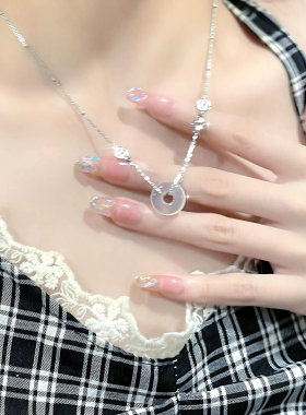 新款招财平安扣纯银s999项链女