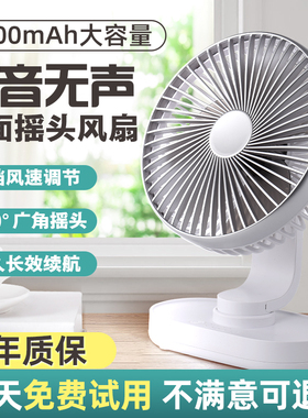 摇头小风扇usb便携式随身静音桌面台式办公室迷你小型手持可充电学生宿舍寝室电池小空调大风力风扇超长续航