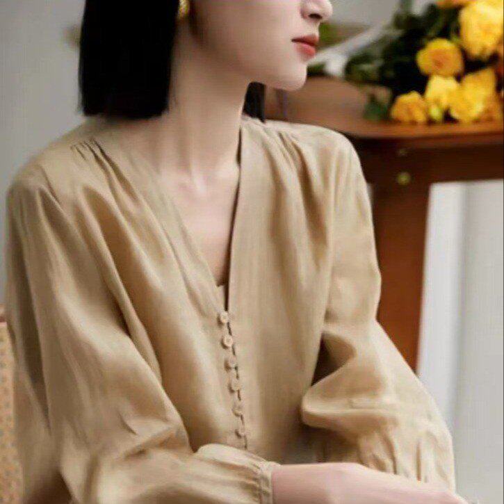 春装时尚休闲套头衫女装妈妈装雪纺七分袖上衣夏季2026新款