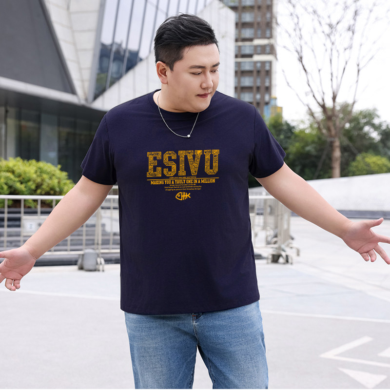 夏款男装纯棉圆领短袖T恤加大码肥佬薄款宽松汗衫特大号休闲半袖t