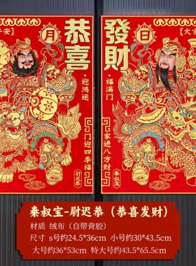 2026新年布门神门对贴大门自粘春节过年秦琼入户镇宅日月金童玉女