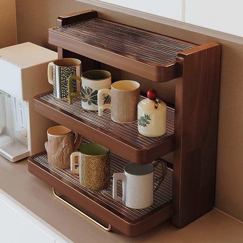 实木杯架餐桌台面茶水杯收纳咖啡杯展示架子分层储物餐边柜置物架,住宅家具,搁板/置物架/家用陈列架,淘宝优惠券,粉丝福利购,淘宝优惠卷