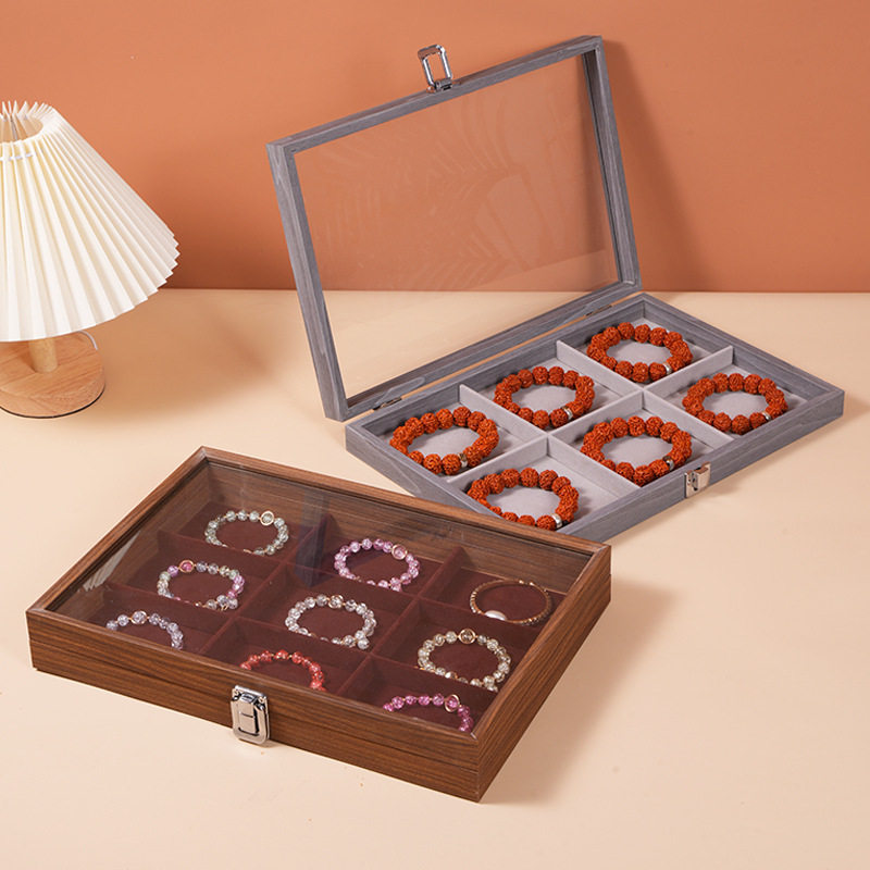 手镯分隔展示盒大容量防尘带盖手镯收纳盒手链手串展示盒文玩盒子