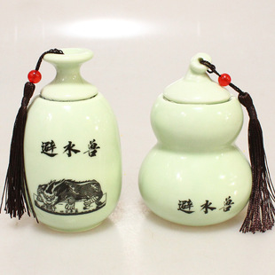 避水兽卫生间摆件 西北角厕所化水淹天门 避水兽陶土工艺品摆件