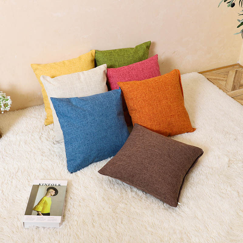 沙发棉麻抱枕套 ins风方形靠垫纯色加厚麻布靠枕家居装饰抱枕含芯