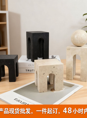 简约现代大理石小凳子摆件样板间客厅茶几电视柜书桌卧室家居饰品
