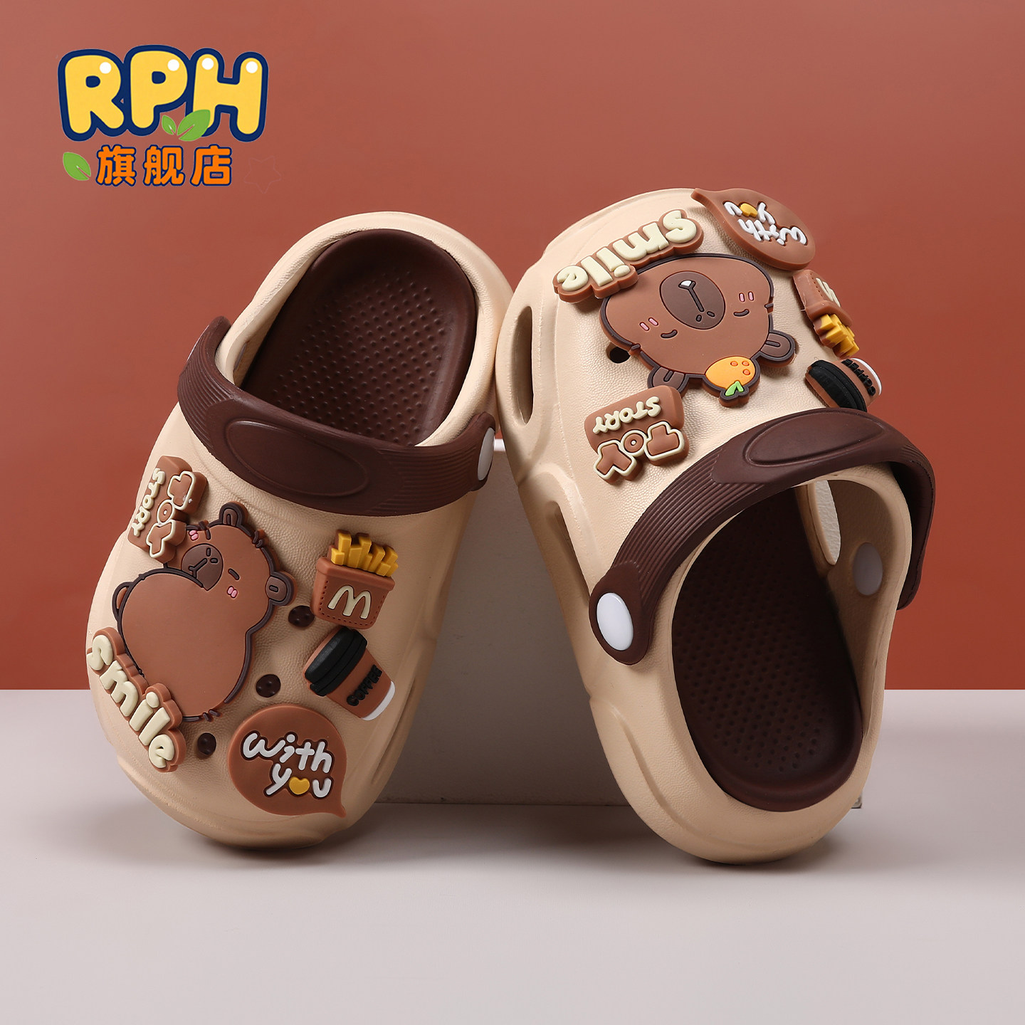 卡皮巴拉儿童洞洞鞋夏季新款沙滩男童拖鞋卡通软底防滑男宝宝女童