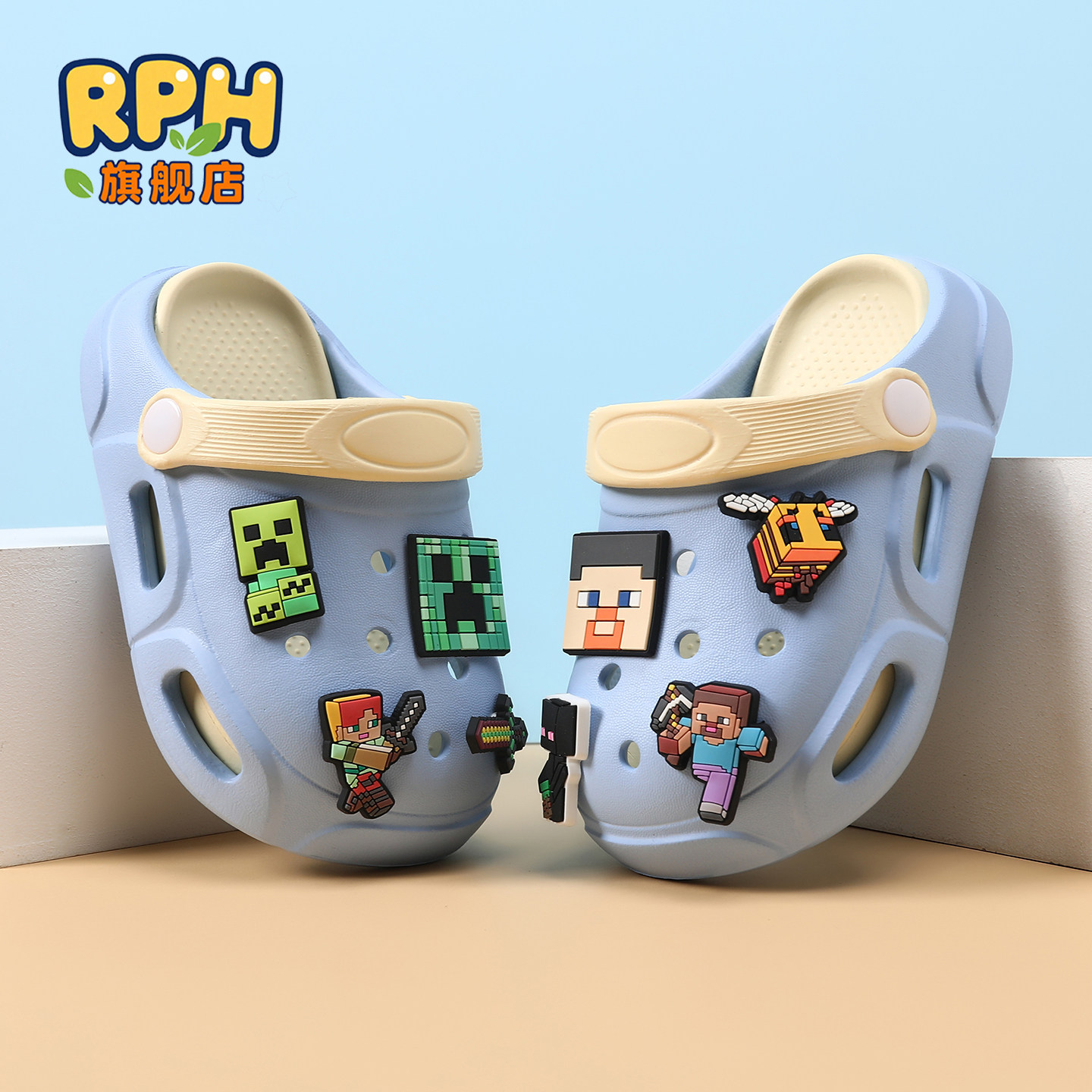 我的世界儿童洞洞鞋男童凉拖鞋新款软底防滑男孩小孩沙滩外穿宝宝