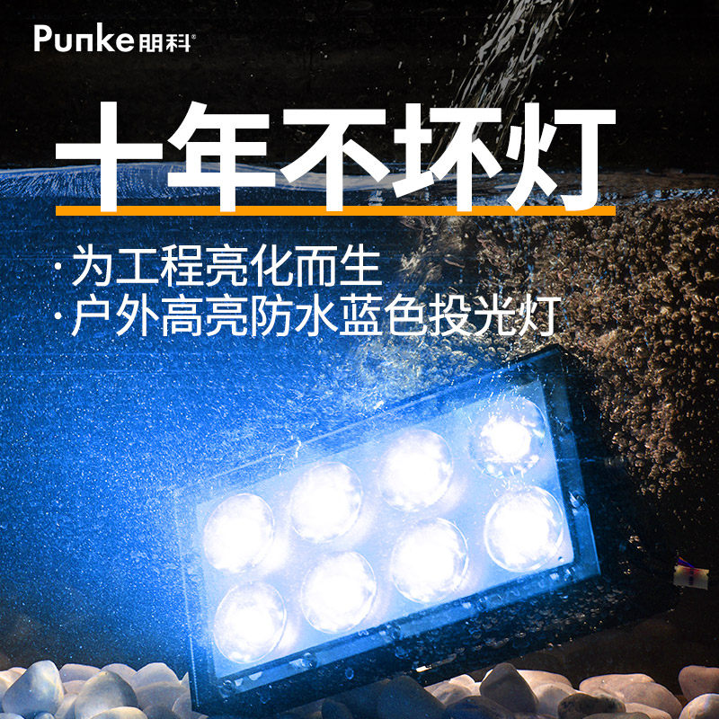 led蓝光建筑景观灯户外防水高亮公园工程外墙夜景投光灯照树射灯