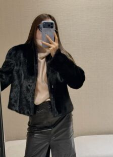 水貂皮草外套女冬季 黑色短款 2026年新款