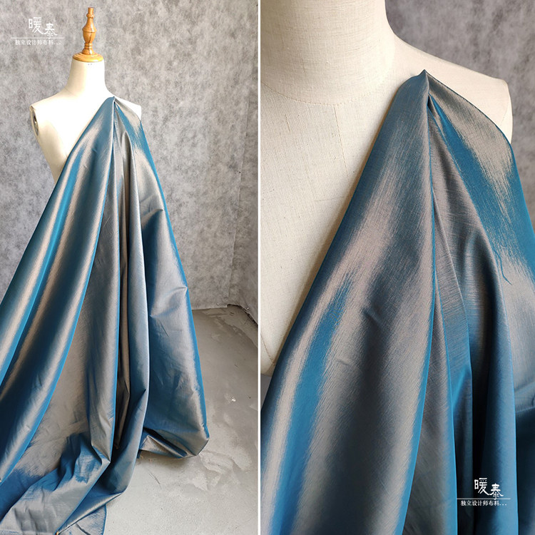 进口面料 觉醒孔蓝视觉面料 丝滑高垂度古装汉服婚纱亮面网红布料