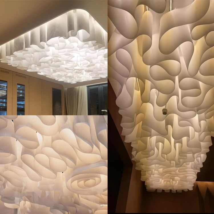 防火布法国纹理纸 理法纸吊顶波浪肌理 透光纸创意酒店灯光装饰纸