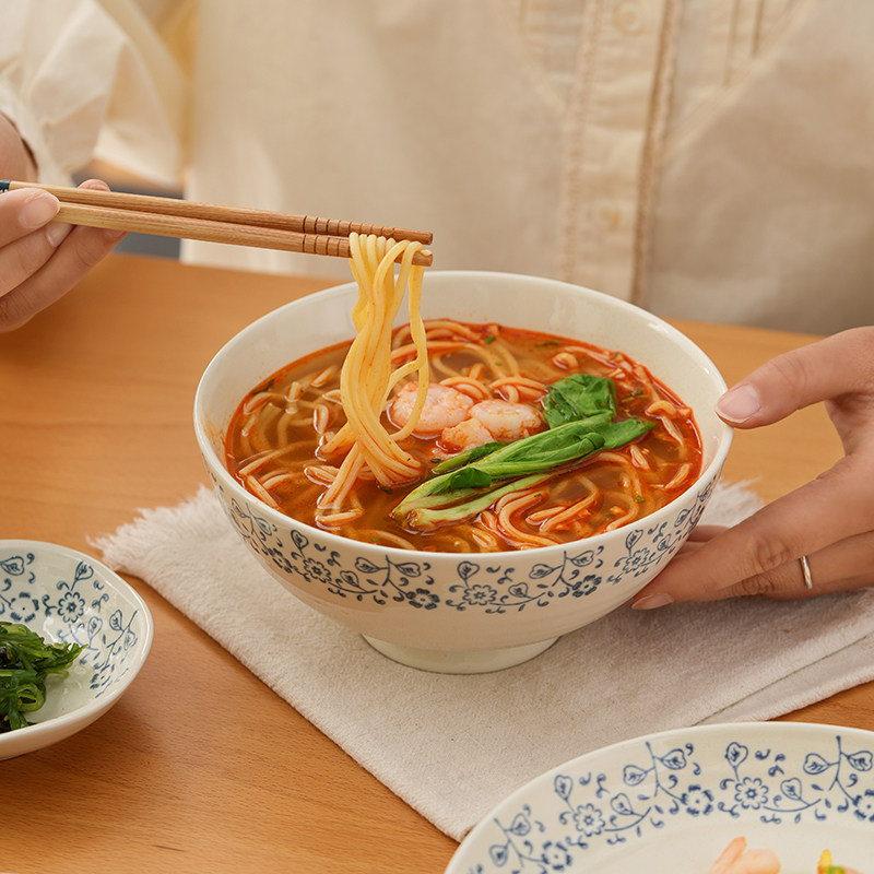 肆月陶瓷大碗面碗釉下彩高颜值图片