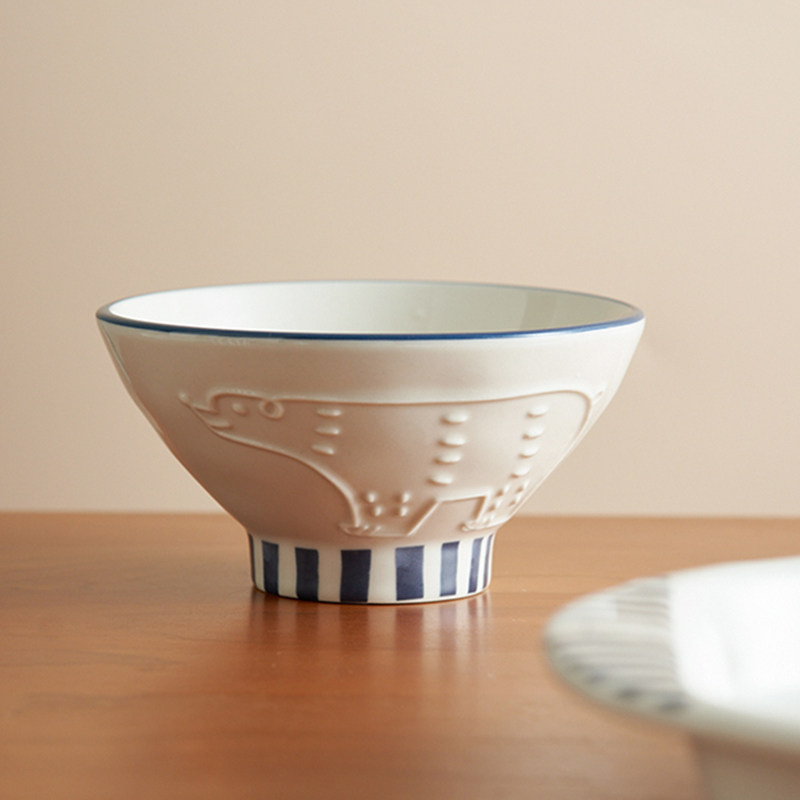 肆月日式米饭碗陶瓷北极熊小碗浮雕可爱卡通儿童饭碗创意餐具家用,餐饮具,碗,淘宝优惠券,粉丝福利购,淘宝优惠卷