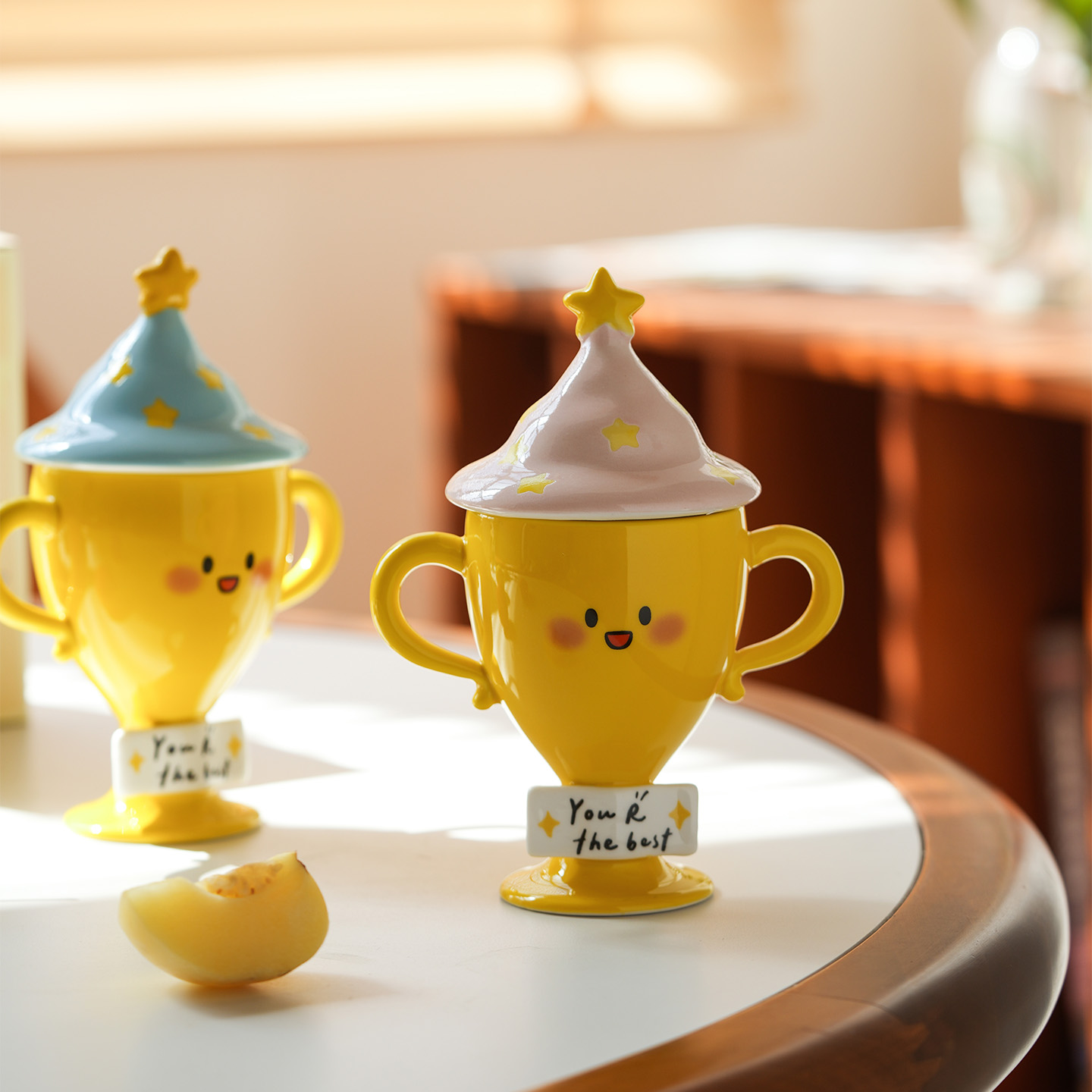 肆月可爱创意陶瓷奖杯生日礼物礼盒情侣杯子女生水杯礼品学生奖品