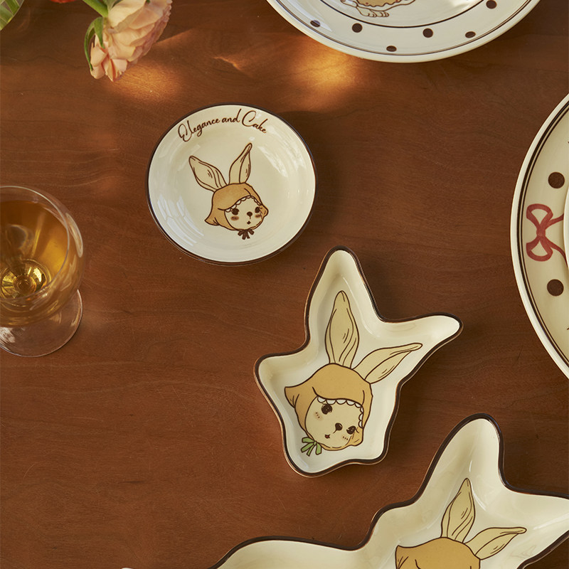 肆月味碟家用陶瓷蘸料碟子小号特别好看的火锅烤肉蘸酱碟可爱兔子,餐饮具,碟,淘宝优惠券,粉丝福利购,淘宝优惠卷