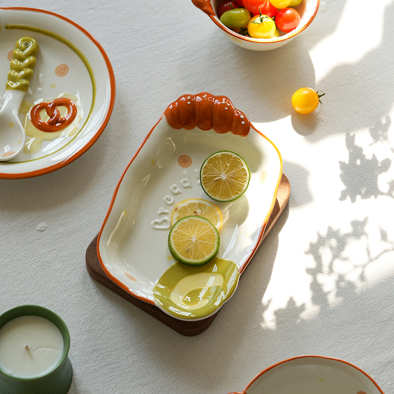 肆月陶瓷长方形早餐盘
