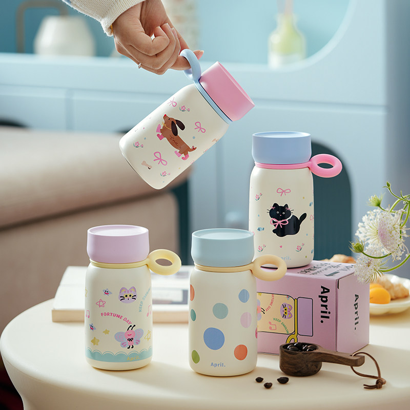 肆月水杯保温杯女生杯子高颜值2026新款不锈钢儿童小巧便携随行杯