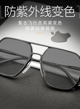 韩国变色大框男电脑感光防蓝光护目镜男潮近视眼镜平光自动眼睛女