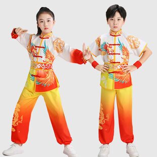 高档儿童天地龙鳞演出服打鼓服龙的传人少年中国说功夫扇武术表演