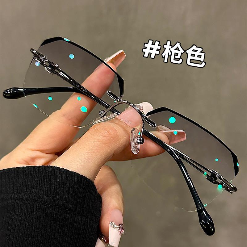 韩国切边无边框近视眼镜韩版潮女超轻素颜神器纯欲有度数可配眼睛