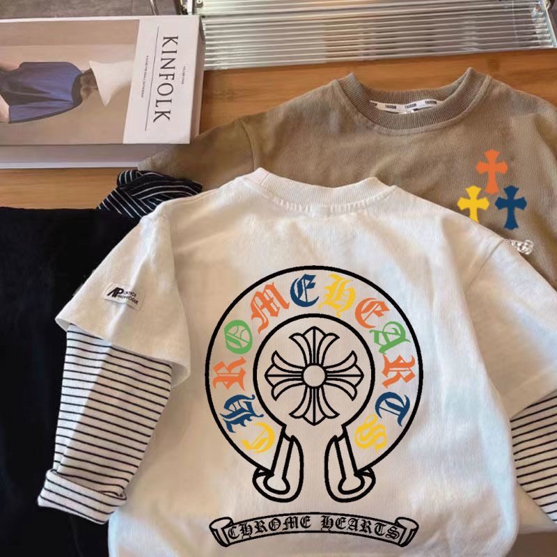 ins儿童宝宝克罗长袖T恤洋气2024春秋新款男童女童休闲字母打底衫,童装/婴儿装/亲子装,T恤,淘宝优惠券,粉丝福利购,淘宝优惠卷