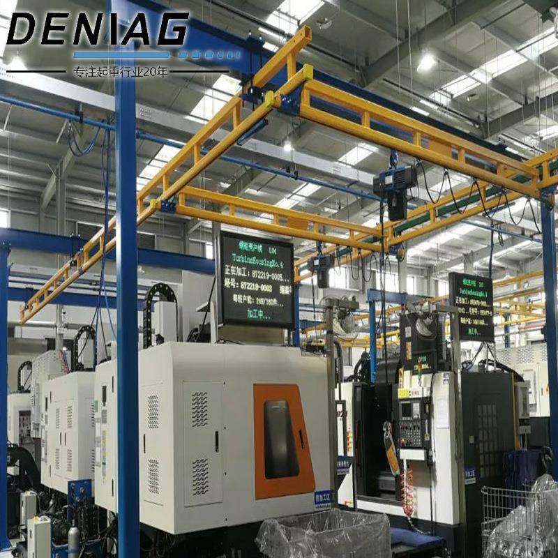 上海立柱式组合式起重机刚性连接柔性轨道式手拉小型行吊系统