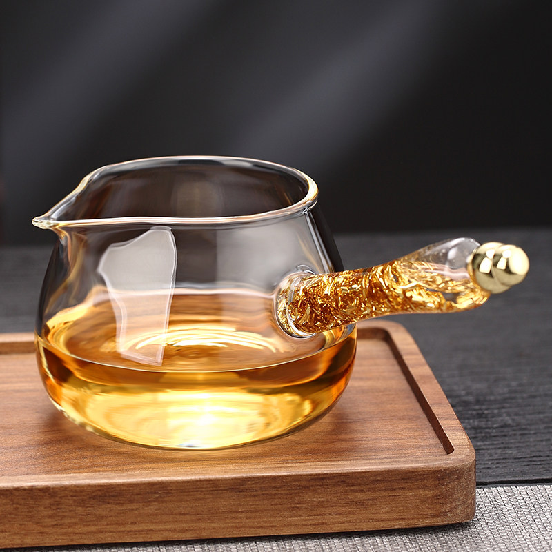 冠发金箔侧把公道杯加厚玻璃耐热公杯高档分茶器新款茶海功夫茶具,餐饮具,公道杯,淘宝优惠券,粉丝福利购,淘宝优惠卷