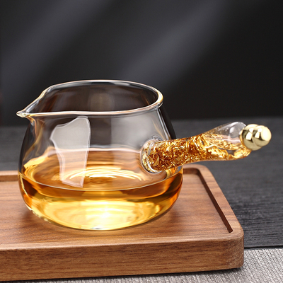 冠发金箔侧把公道杯加厚