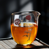 冠发玻璃公道杯耐热功夫茶具茶海高档木把公杯倒茶分茶器高档日式