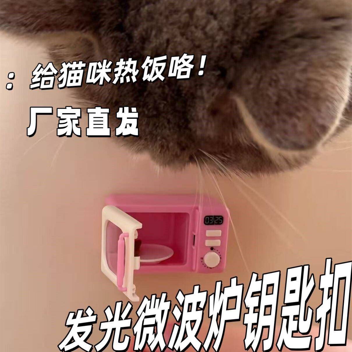 迷你小家电烤箱仿真发光微波炉钥匙扣解压小夜灯创意趣味包包挂件