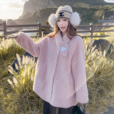 ，原创款粉色皮毛一体091A-8851真p300k425假P195k288，女装皮草，浙宝091A