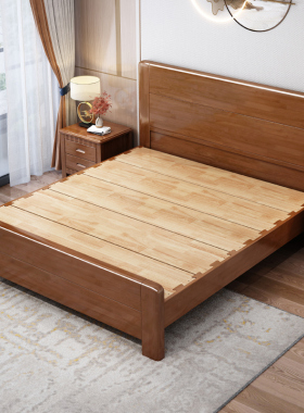 实木中式复古1.8米主卧1.5米双人床1.2m1.35米单人经济出租储物床