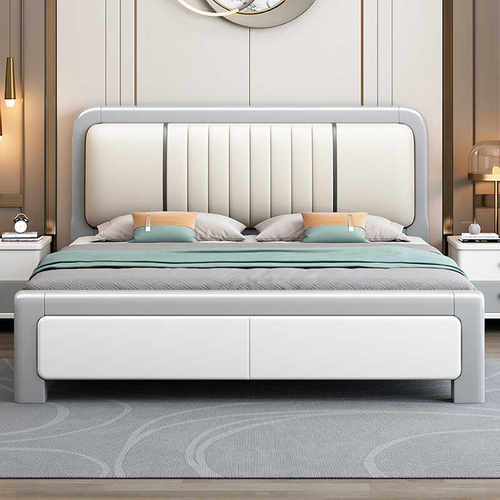 现代简约实木床工厂直销床主卧床实木床1.8米双人软包床轻奢婚床