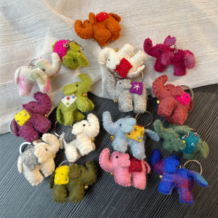 尼泊尔羊毛毡包包挂件创意卡通小象汽车钥匙扣书包挂饰 一格杂货