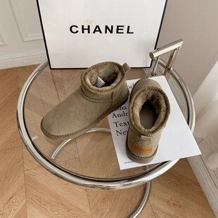 周冬雨mini同款雪地靴女冬季加绒加厚皮毛一体情侣保暖大码棉鞋女