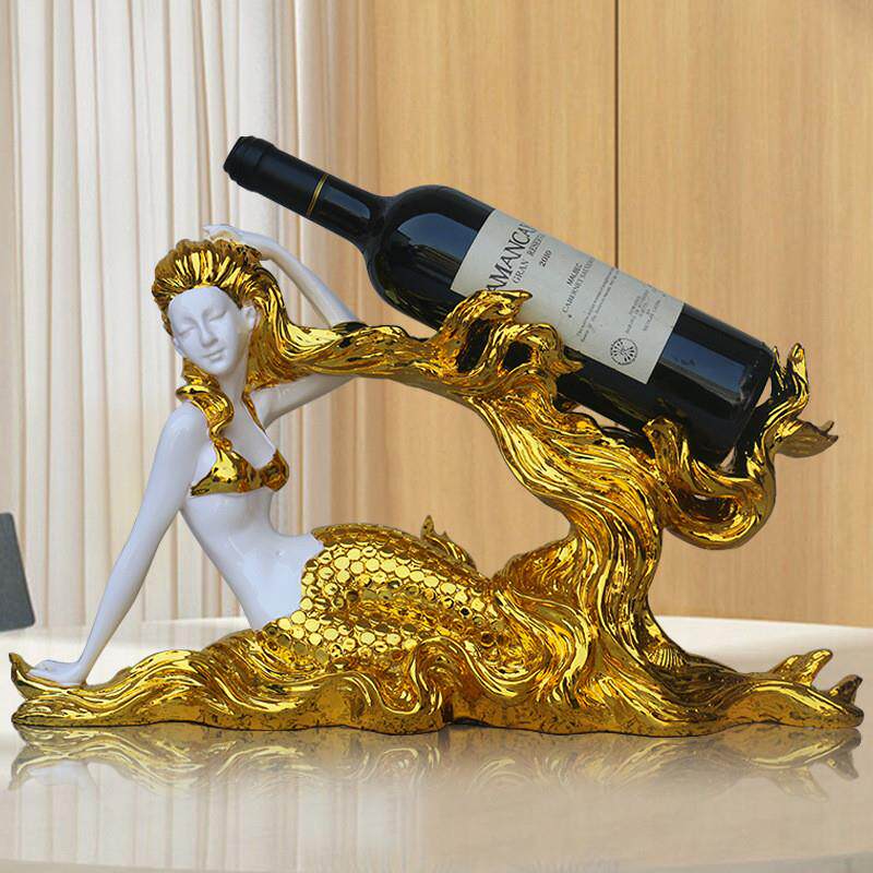 美人鱼葡萄酒红酒架摆件客厅咖啡厅酒柜装饰品北欧风轻奢酒架酒杯
